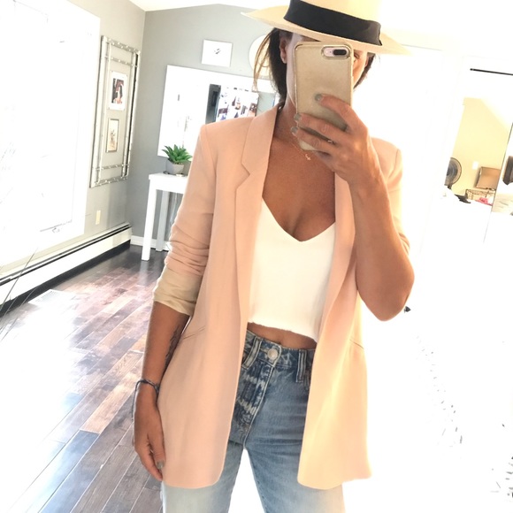 Zara Jackets & Blazers - Zara pale pink long line blazer size XS